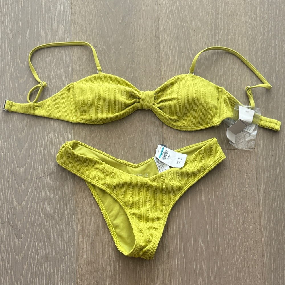 Abercrombie & Fitch Lime Yellow Textured Bikini Set
